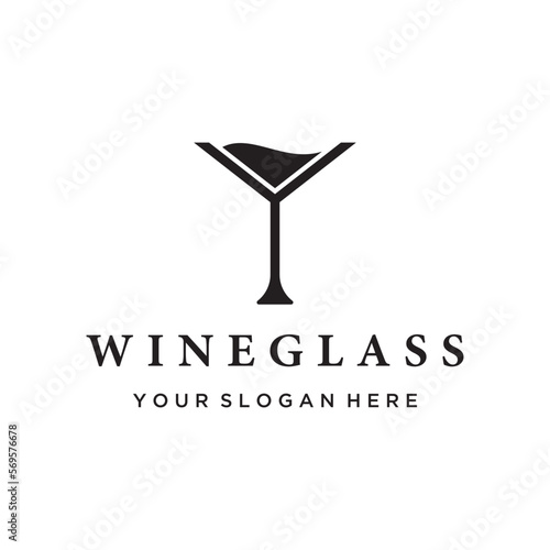 Wine logo template design with wine glasses and bottles.Logo for nightclub, bar and wine shop.