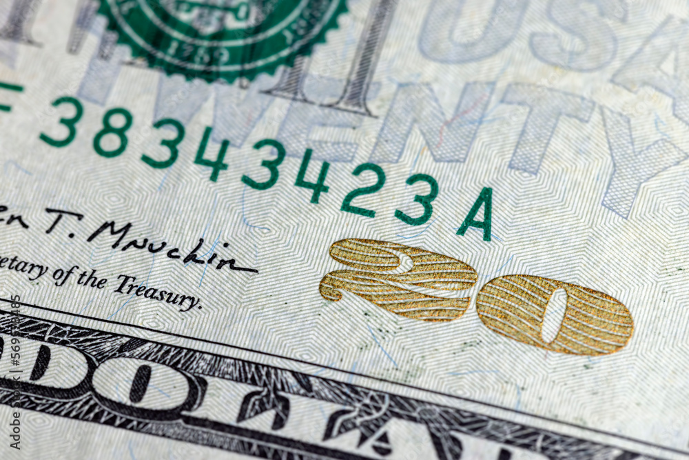 close up of twenty American dollars close up of twenty American dollars