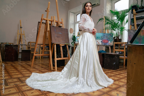 Girl in wedding dress fashion portrait