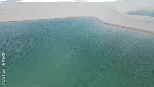 Drone view of lake and dunes lençóis maranhenses photo