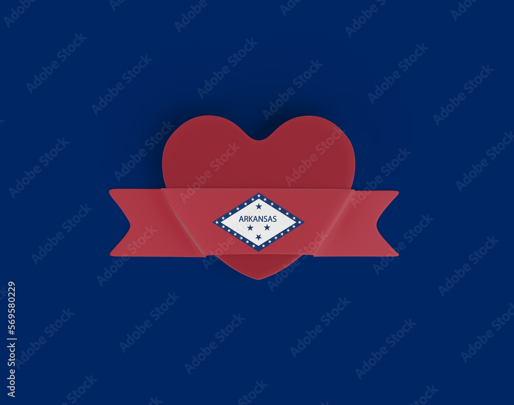 Arkansas Flag Heart Banner