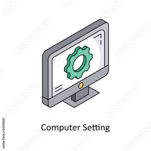 Computer Setting Vector Isometric Filled Outline icon for your digital or print projects.