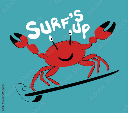 cute surfing crab, cute red crab