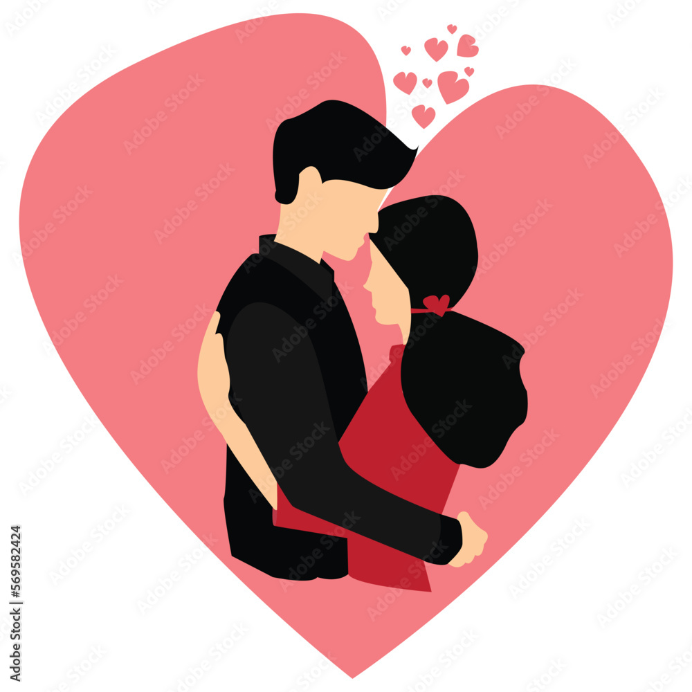Valentine couple vector art illustration.
