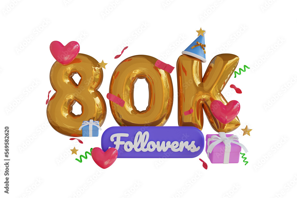 80K Follower Gold 3D Illustration 80K Follower Gold 3D Illustration