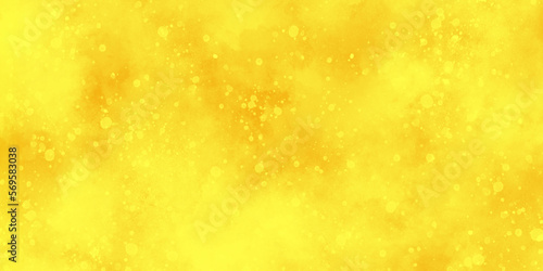 Abstract yellow background with bubbles, glitter texture abstract background with randomized particles, yellow bokeh background with floating particles, yellow grunge watercolor background vector.