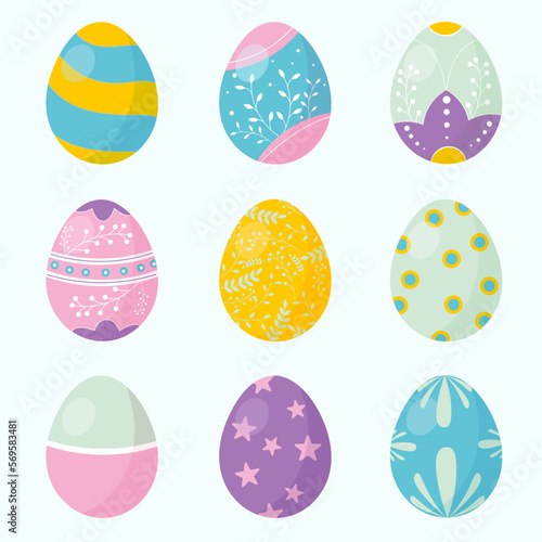 Hand drawn easter day egg collection