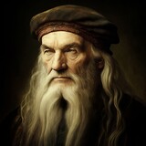 Leonardo da Vinci portrait as Renaissance creative iconic artist, content made with generative AI not based on real person.