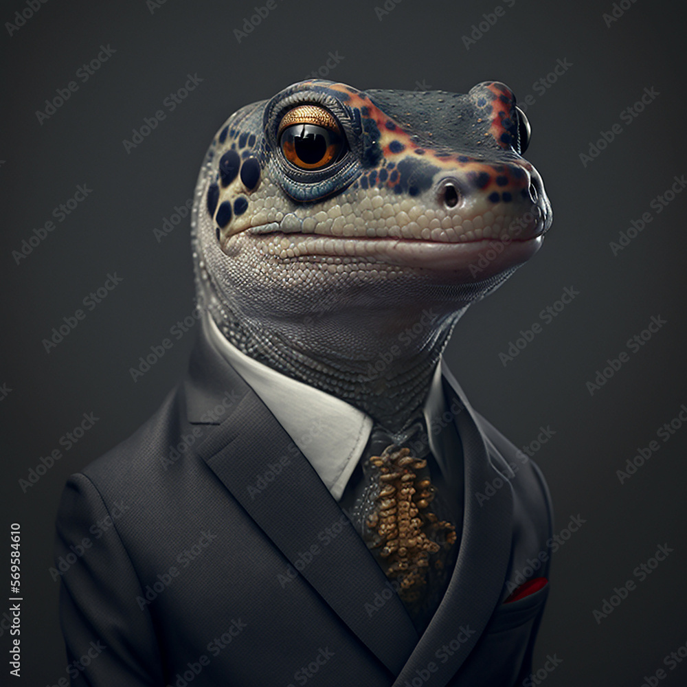 Portrait of a Salamander dressed in a formal business suit Portrait of a Salamander dressed in a formal business suit