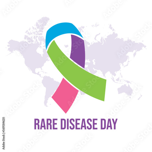 Rare Disease Day vector. Blue, green, purple, pink rare disease awareness ribbon icon vector isolated on a white background. Important day