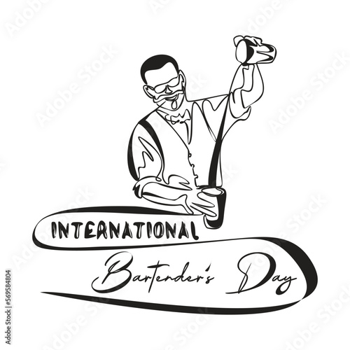 Bartenders Day simple vector illustration. Cocktail day. Barman or barista job minimal background, banner, poster.