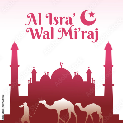 Vector isra miraj mosque, perfect for office, company, school, social media, advertising, printing and more