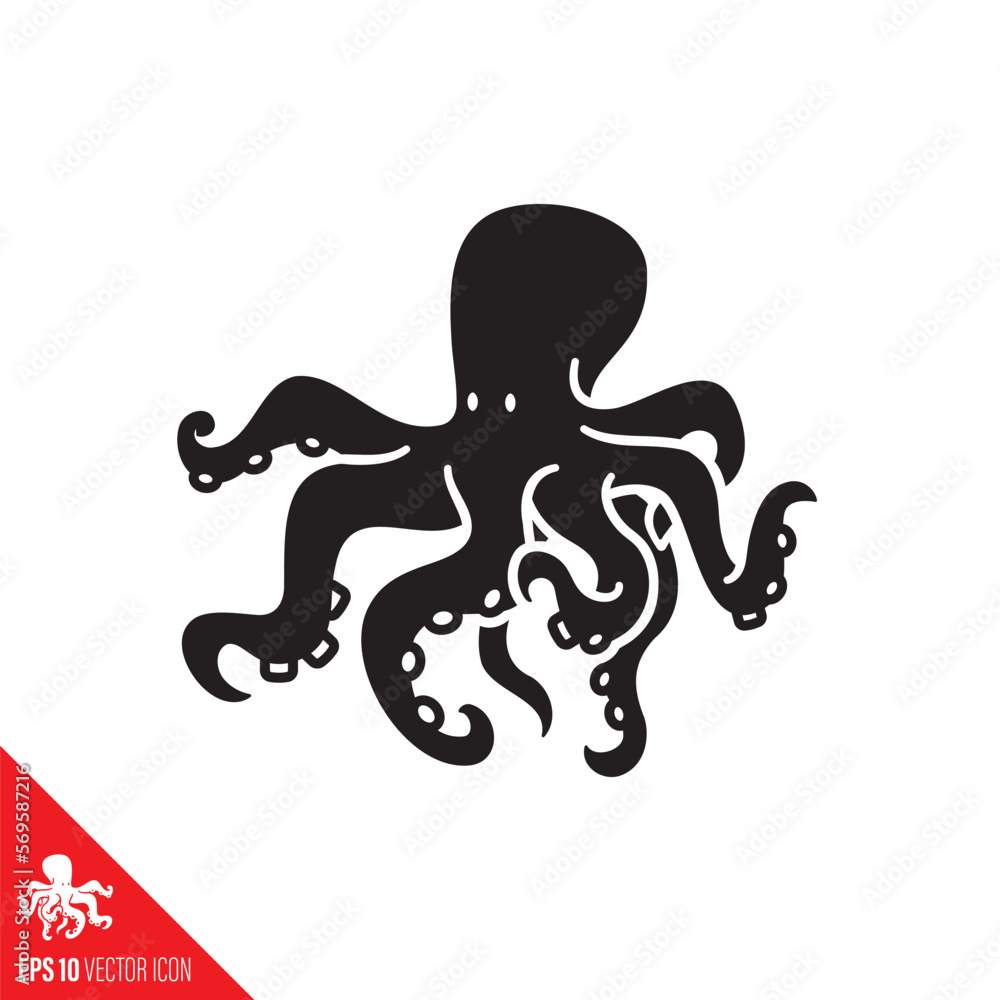 Octopus vector glyph icon
