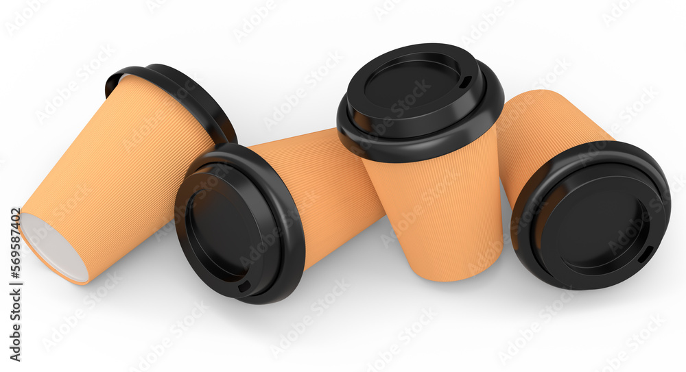 Set of paper coffee cups for cappuccino, americano, espresso, mocha, latte Set of paper coffee cups for cappuccino, americano, espresso, mocha, latte