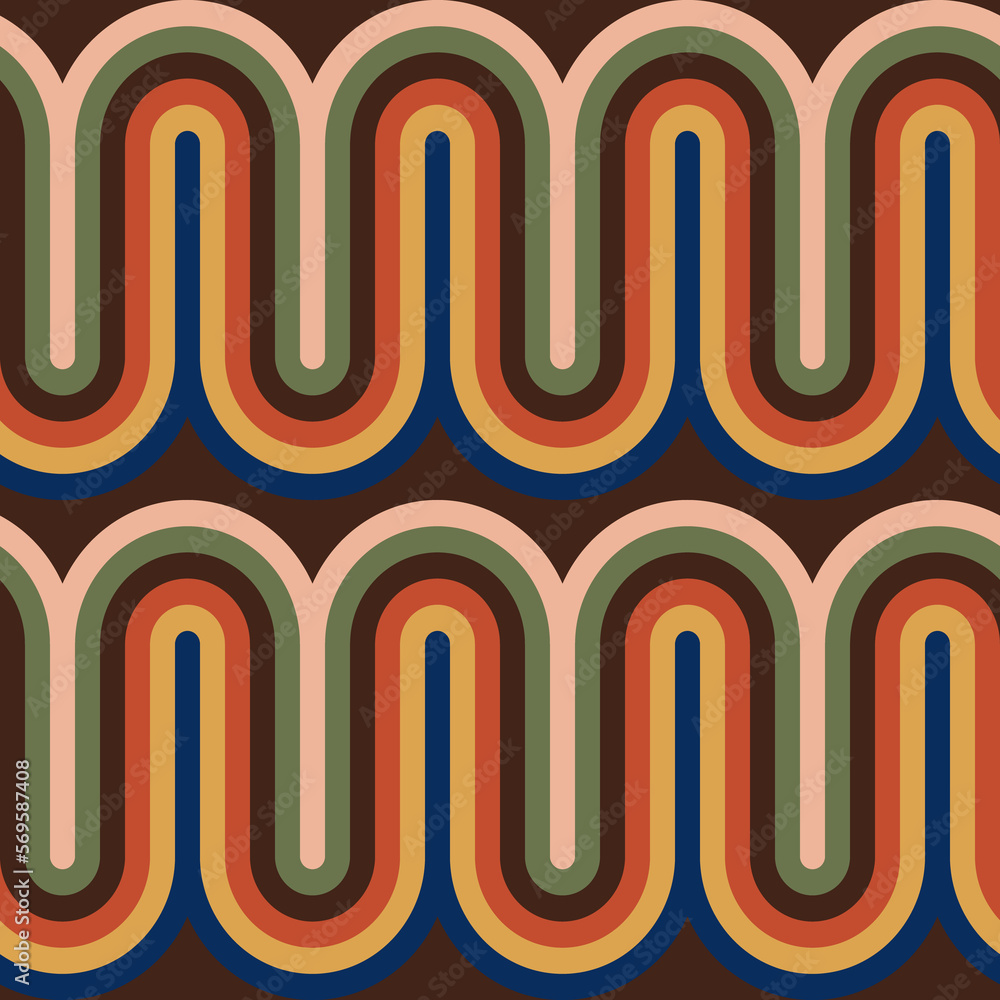 Retro 70s seamless pattern.Mid Century pattern Retro 70s seamless pattern.Mid Century pattern