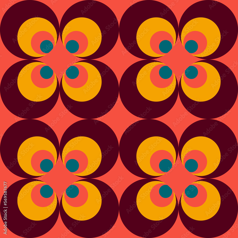 Retro groove pattern with circles in the style of 70 s Retro groove pattern with circles in the style of 70 s