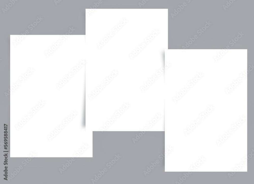 Blank plain white papers mockup templates set used for ui apps