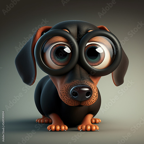 Cute dog cartoon character created using generative AI tools photo