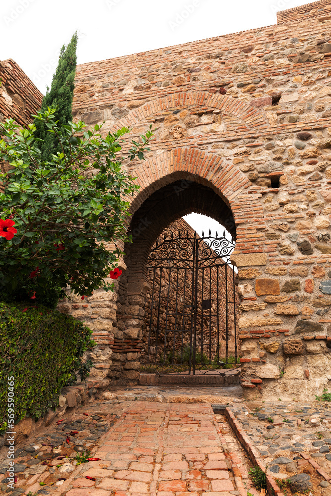 Entrance to the ancient stone castle - Alcazaba Malaga