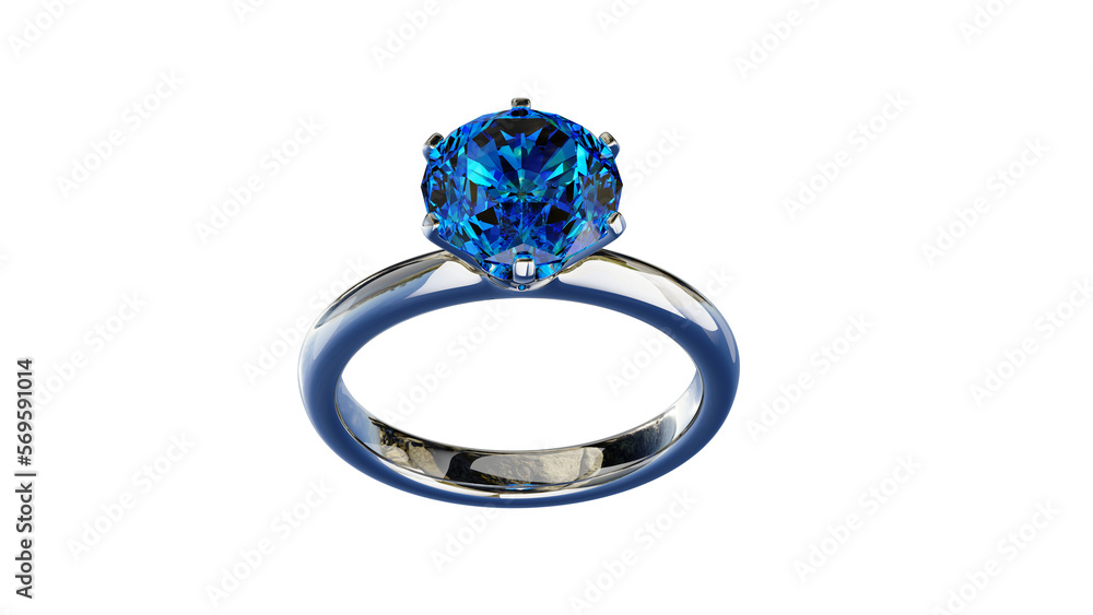 silver ring with blue topaz 3D rendering silver ring with blue topaz 3D rendering