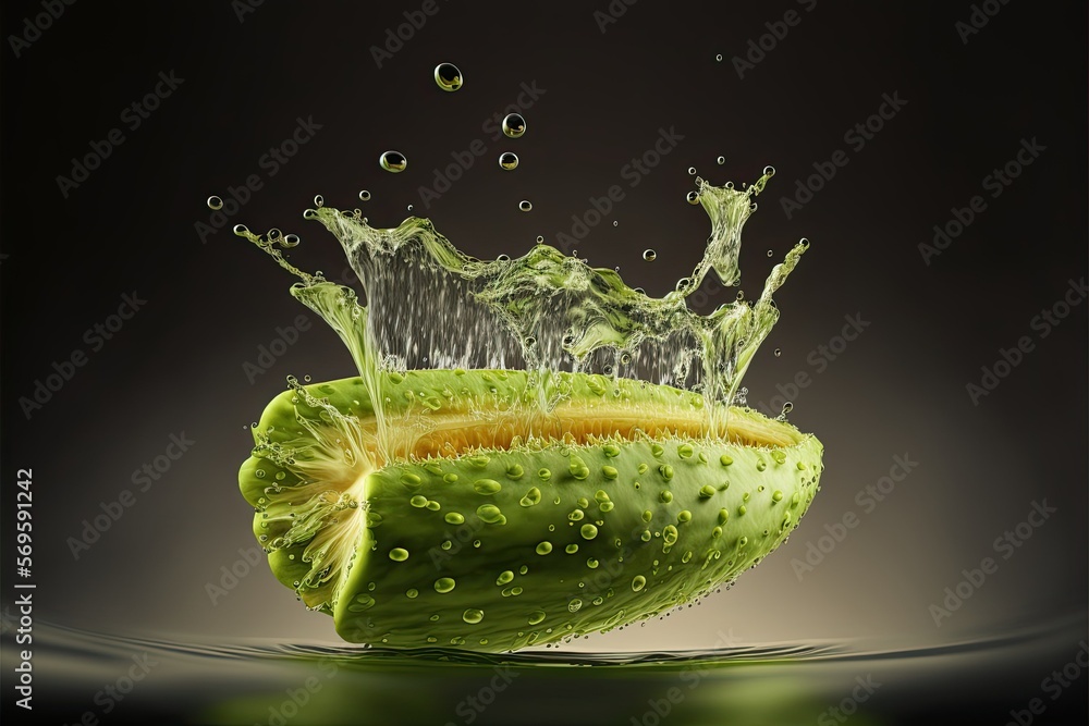 Bitter melon Floating in the air, Generative AI