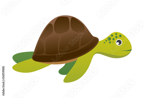 Sea turtle cartoon character . Vector .