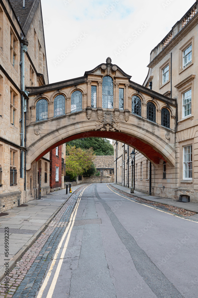 Bridge of sign with the Sheldonian theatre background - Oxford, UK
