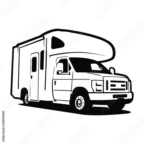 Campervan motorhome caravan silhouette vector art isolated
