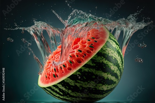 Watermelon Floating in the air, Generative AI