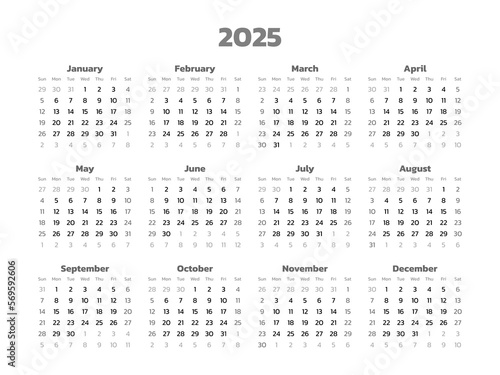 calendar for 2025