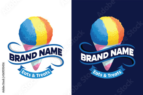 Shave ice dessert illustration logo design