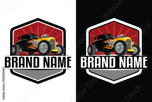 custom hot rod american car illustration logo design