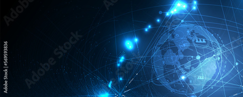 Quantum processing. Deep learning artificial intelligence. Future new technology  for business or science presentation