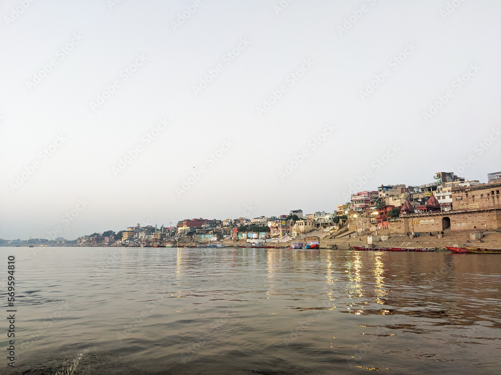 Sunrise in Ganges River in varanasi