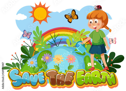 Save the earth text for banner or poster design