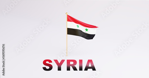 Free Download Syria 3d Flag waving on gray background - GFXLoad