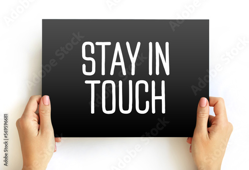 Stay In Touch text on card, concept background