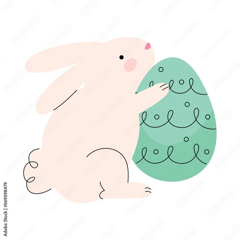 rabbit lifting green egg painted rabbit lifting green egg painted