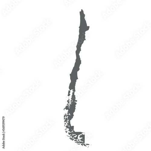 Chile - smooth grey silhouette map of country area. Simple flat vector illustration.