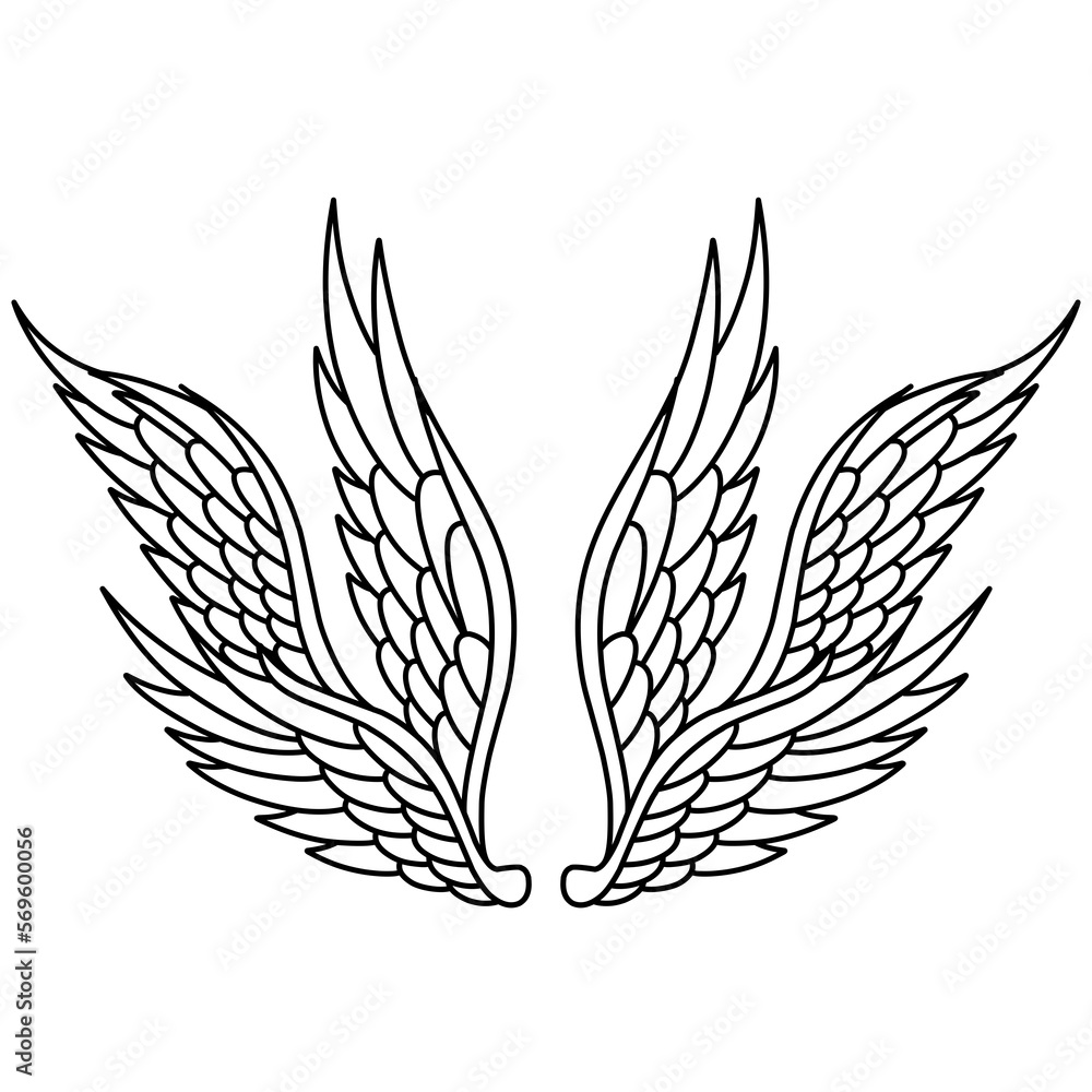 Vector angel wings line art design isolated Stock Vector | Adobe Stock