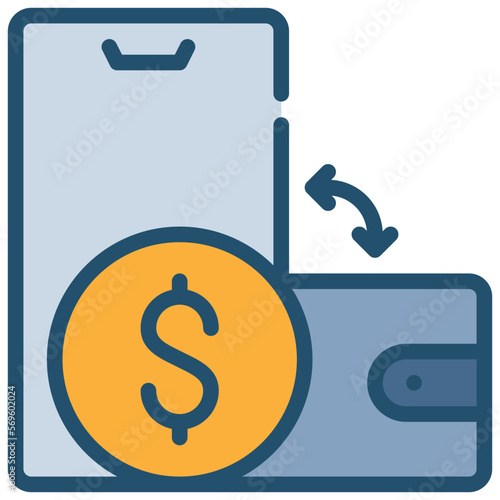 money transfer exchange mobile bag icon filled outline