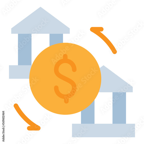 money exchange transfer bank icon flat style