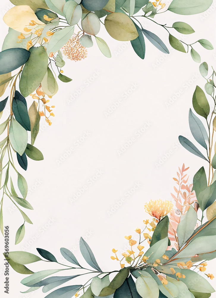 Floristic template invitation. Empty, blank space for description ...