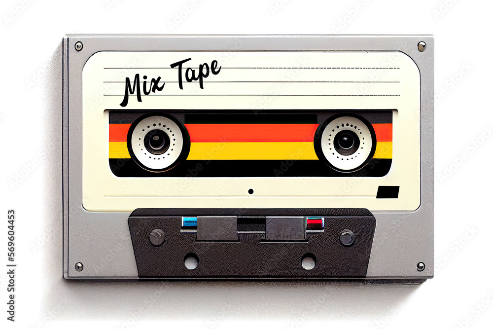Fototapeta premium Colourful Retro Cassette Tape Generative AI Illustration