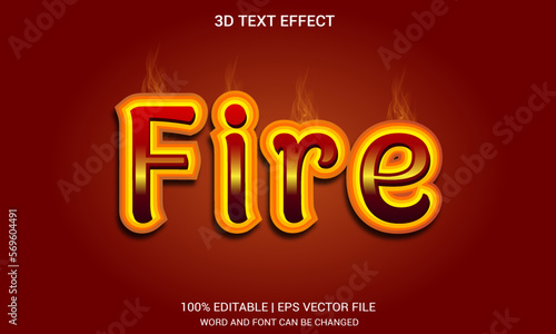 Fire 3d text effect, typography design