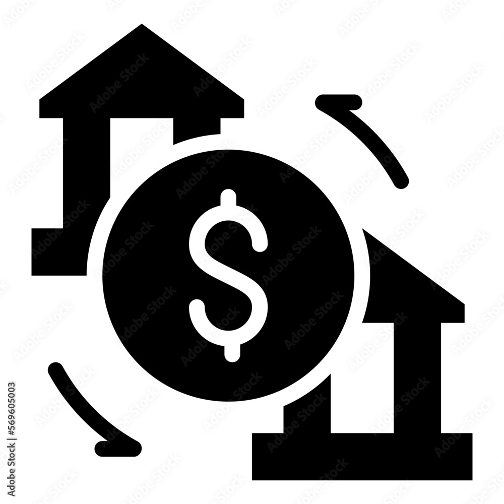 money exchange transfer bank icon solid glyph money exchange transfer bank icon solid glyph