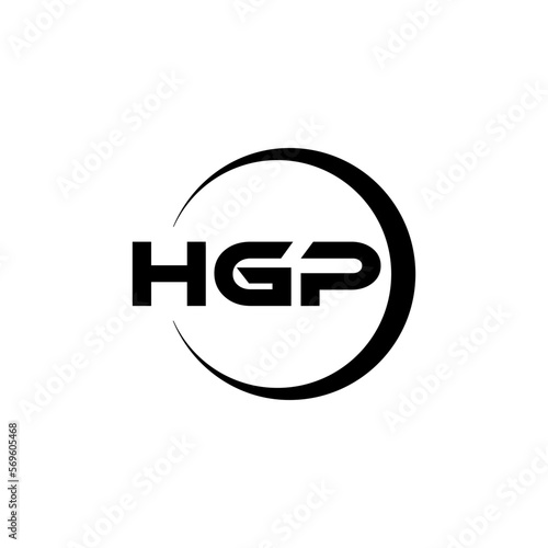 HGP letter logo design with white background in illustrator, cube logo, vector logo, modern alphabet font overlap style. calligraphy designs for logo, Poster, Invitation, etc.