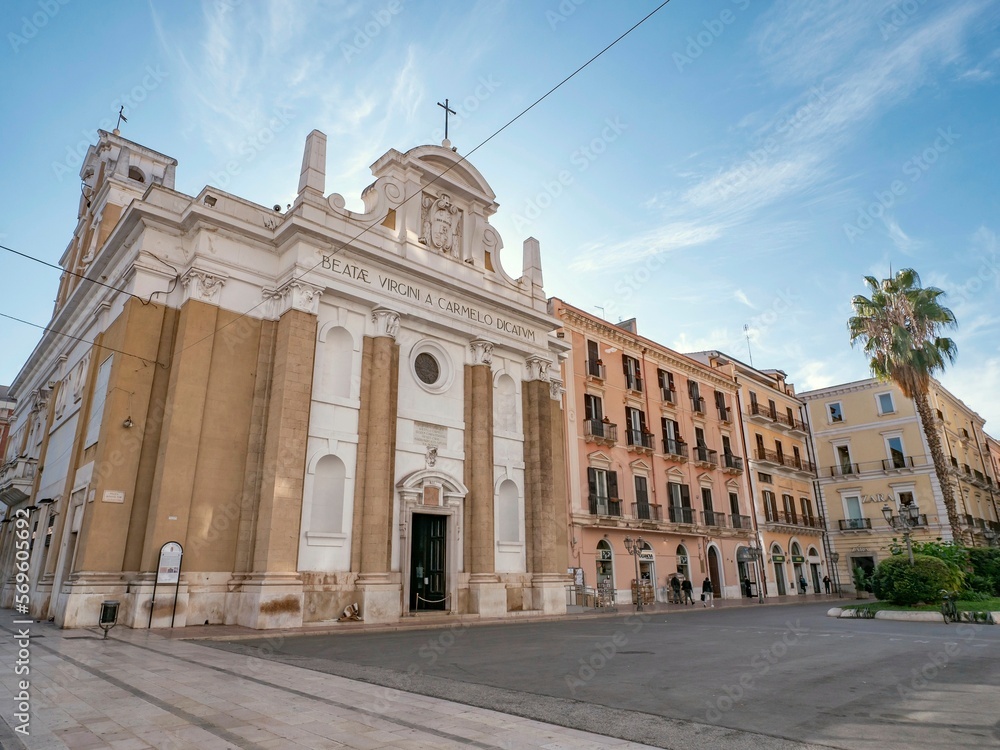 Parrocchia Maria Santissima Del Monte Carmelo church in Taranto, Italy in wide-angle view
