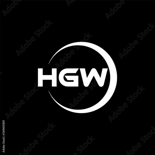 HGW letter logo design with black background in illustrator, cube logo, vector logo, modern alphabet font overlap style. calligraphy designs for logo, Poster, Invitation, etc.