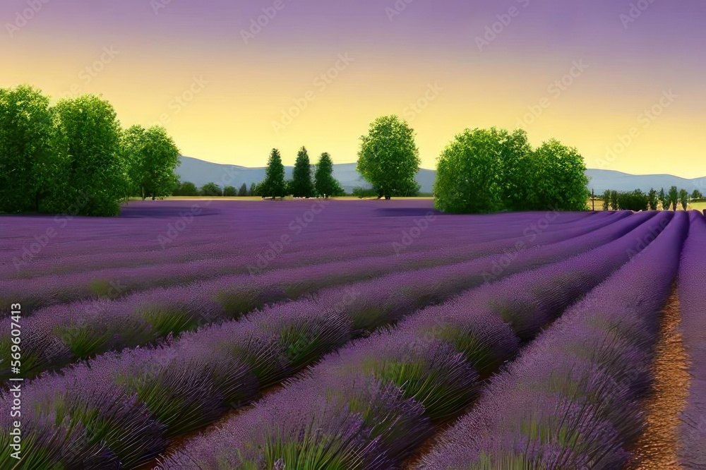 Obraz premium Beautiful lavender field. AI generated.